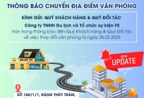 Thông báo chuyển địa điểm văn phòng F5 Agency